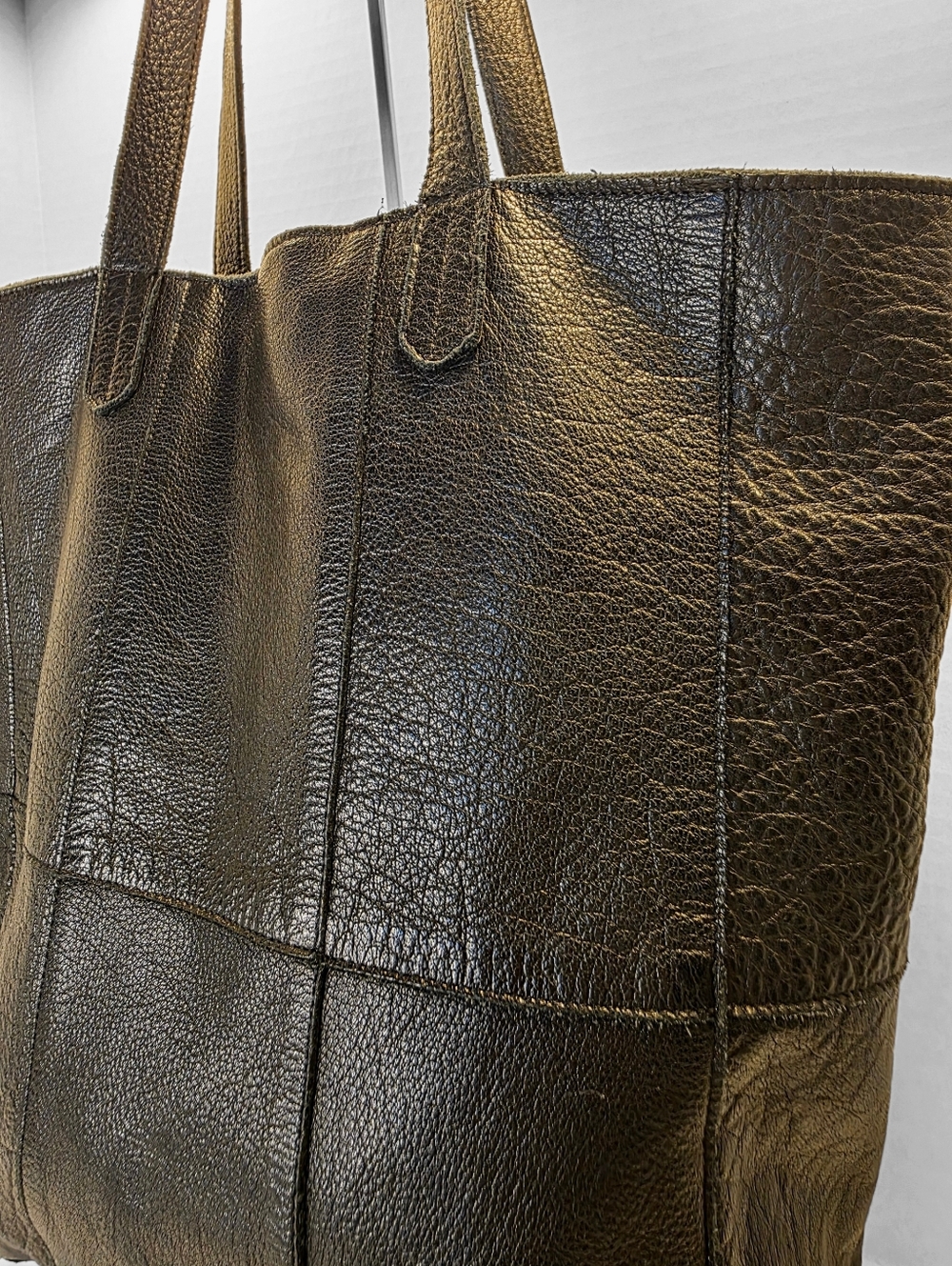 Slouchy, Black Leather with Suede Lining Tote Bag - Picture 4 of 7